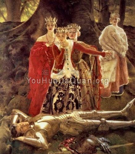 Four Queens Find Lancelot Sleeping - 弗兰克·卡多根·考伯